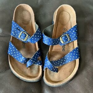 Softmoc Navy Polka Dot Slide Sandals